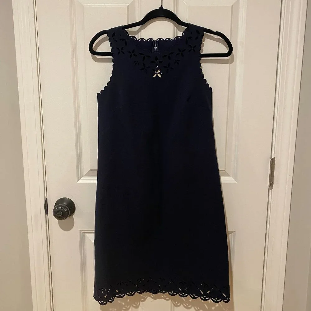 J. Crew Navy Scalloped Cutout Sleeveless Dress - Size 2